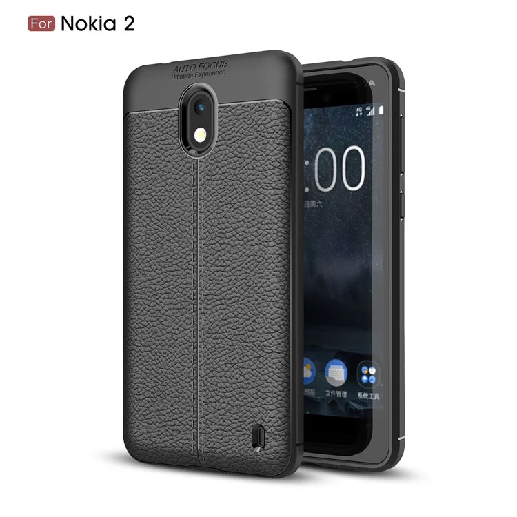 Litchi Grain Soft TPU Back Cover for Nokia 2 - Black