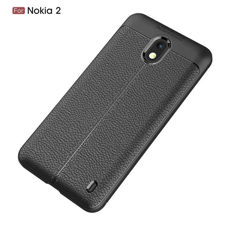 Litchi Grain Soft TPU Back Cover for Nokia 2 - Black