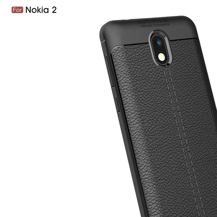Litchi Grain Soft TPU Back Cover for Nokia 2 - Black