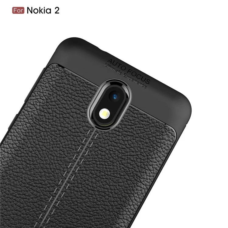 Litchi Grain Soft TPU Back Cover for Nokia 2 - Black