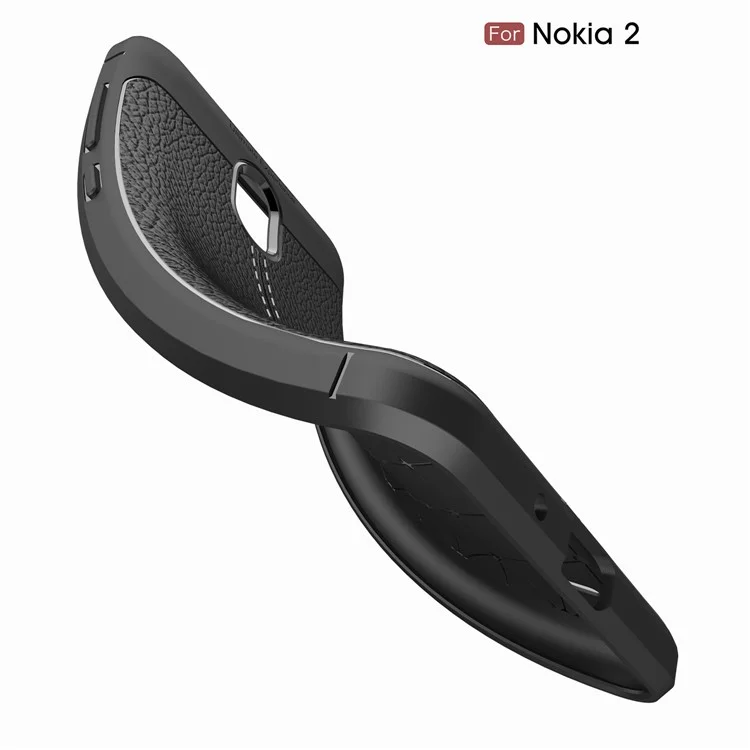 Litchi Grain Soft TPU Back Cover for Nokia 2 - Black