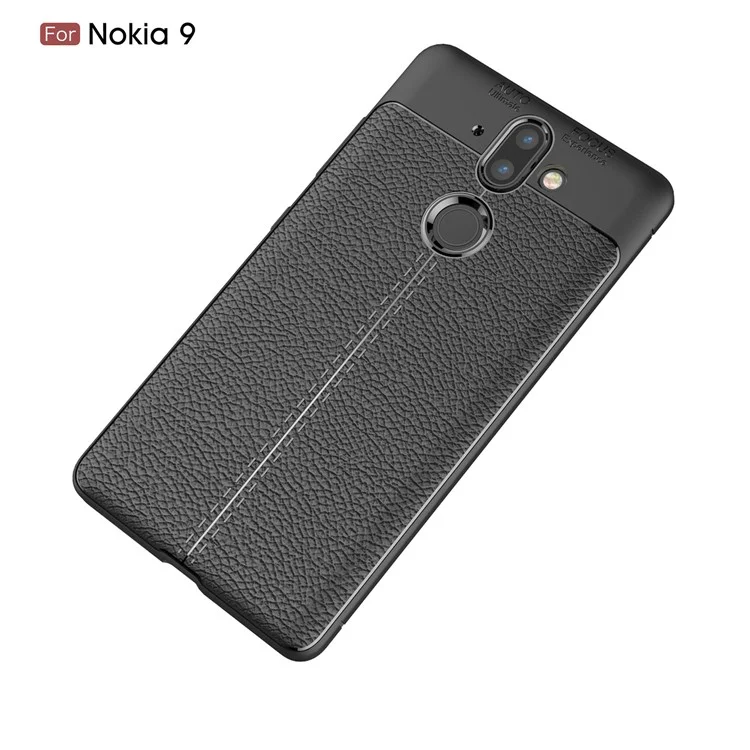 Litchi Grain Soft TPU Back Cover for Nokia 9 / 8 Sirocco - Black