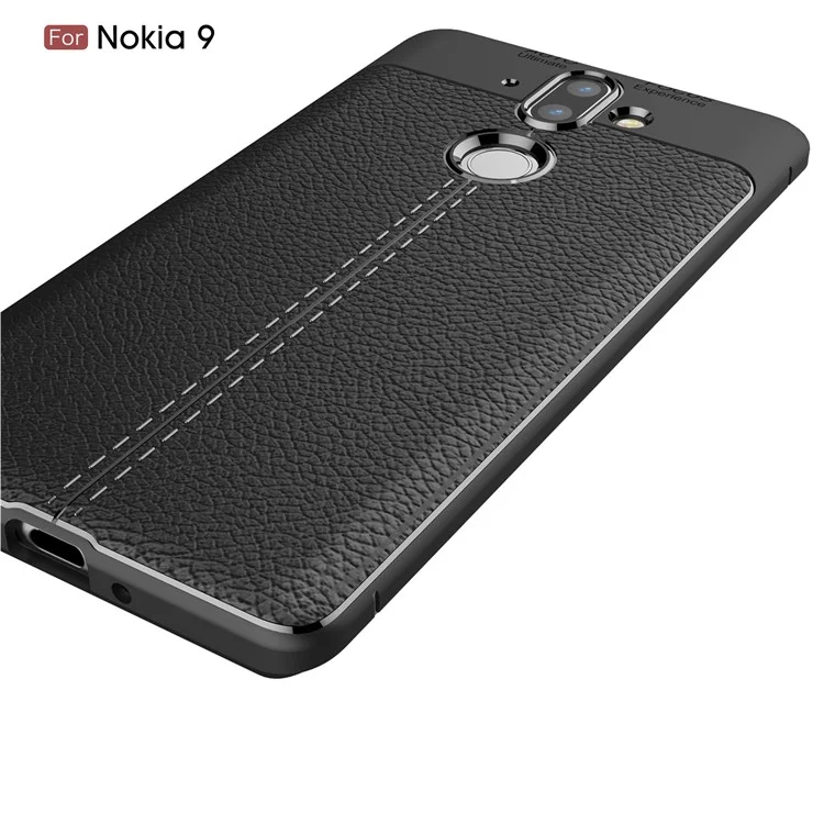 Litchi Grain Soft TPU Back Cover for Nokia 9 / 8 Sirocco - Black
