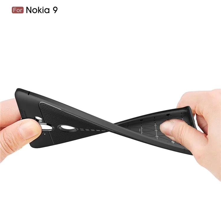 Litchi Grain Soft TPU Back Cover for Nokia 9 / 8 Sirocco - Black