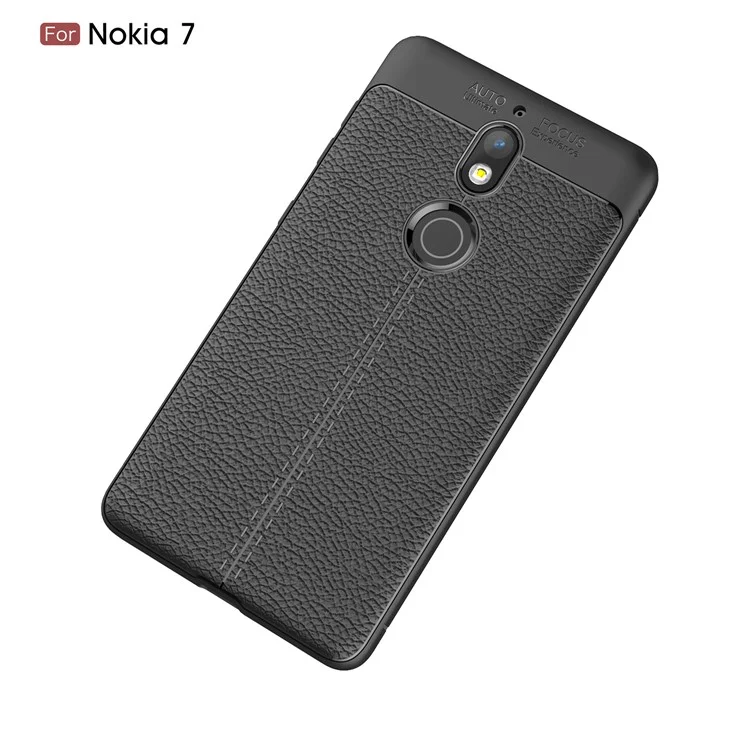 Litchi Grain Soft TPU Back Cover for Nokia 7 - Black