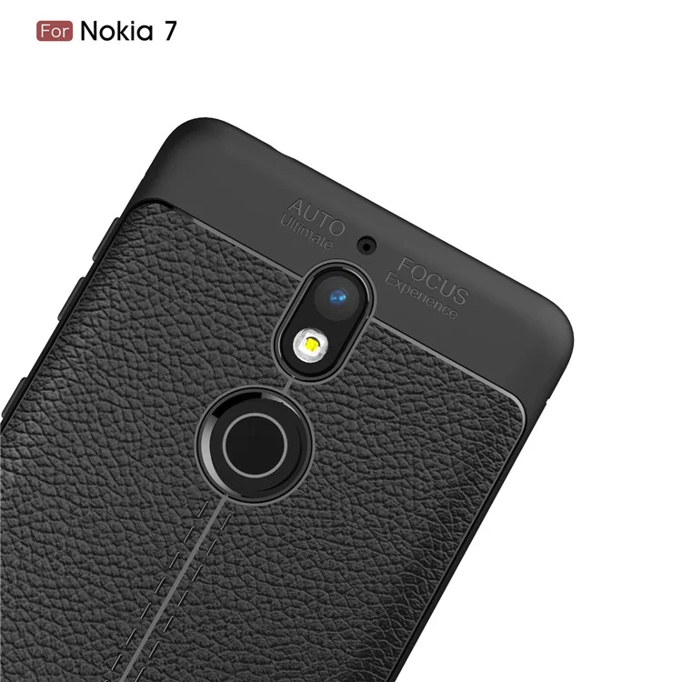 Litchi Grain Soft TPU Back Cover for Nokia 7 - Black