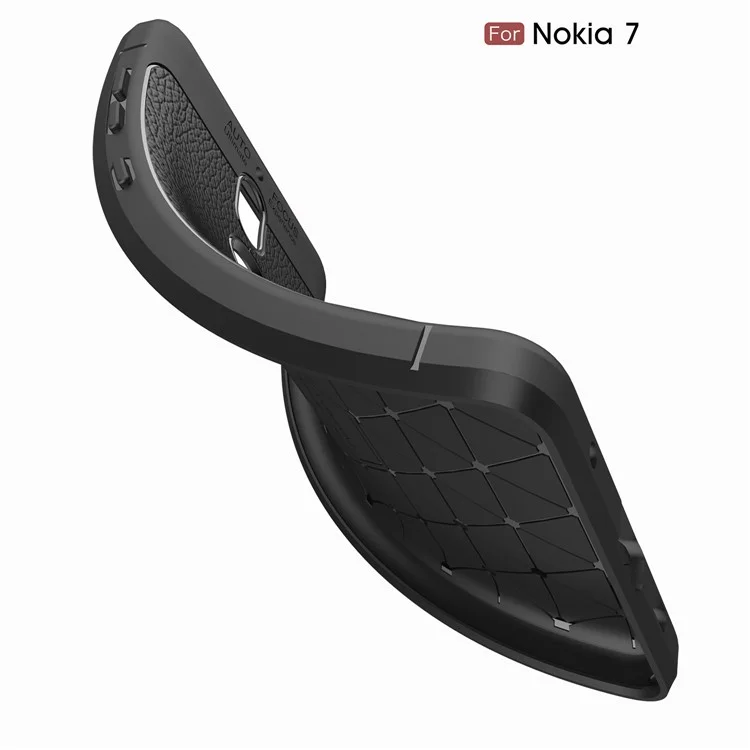 Litchi Grain Soft TPU Back Cover for Nokia 7 - Black