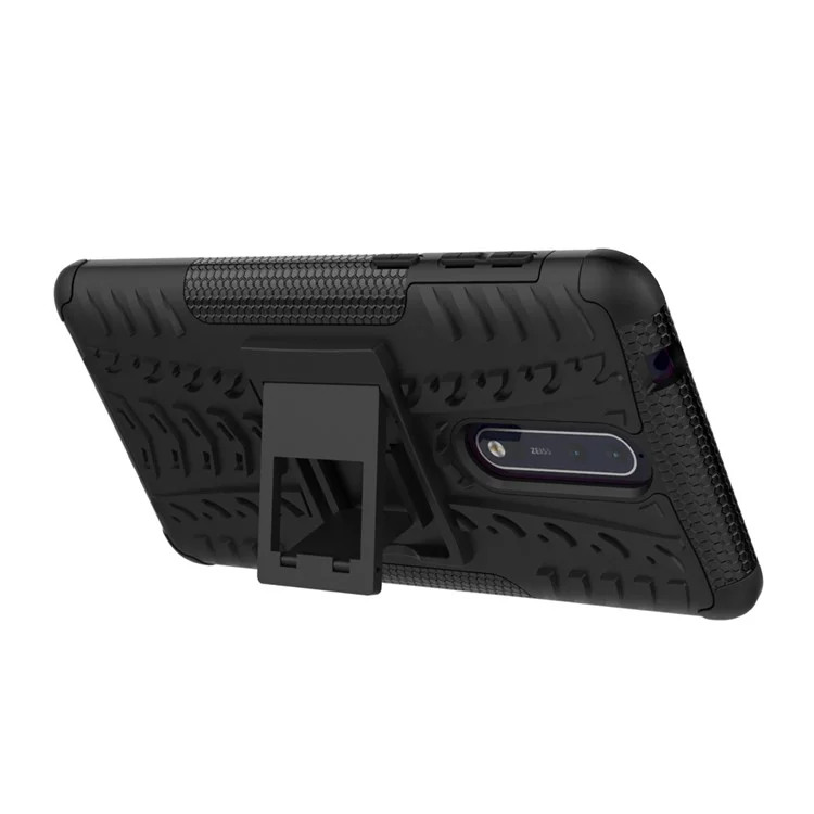 Tyre Pattern Kickstand PC + TPU Hybrid Case for Nokia 8 - Black
