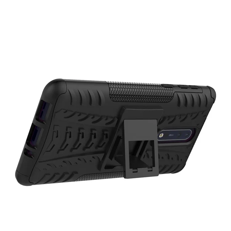 Tyre Pattern Kickstand PC + TPU Hybrid Case for Nokia 8 - Black