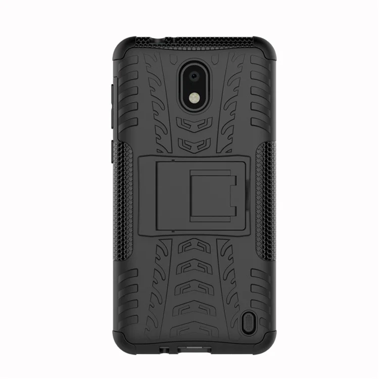 Tyre Pattern Kickstand PC + TPU Hybrid Case for Nokia 2 - Black