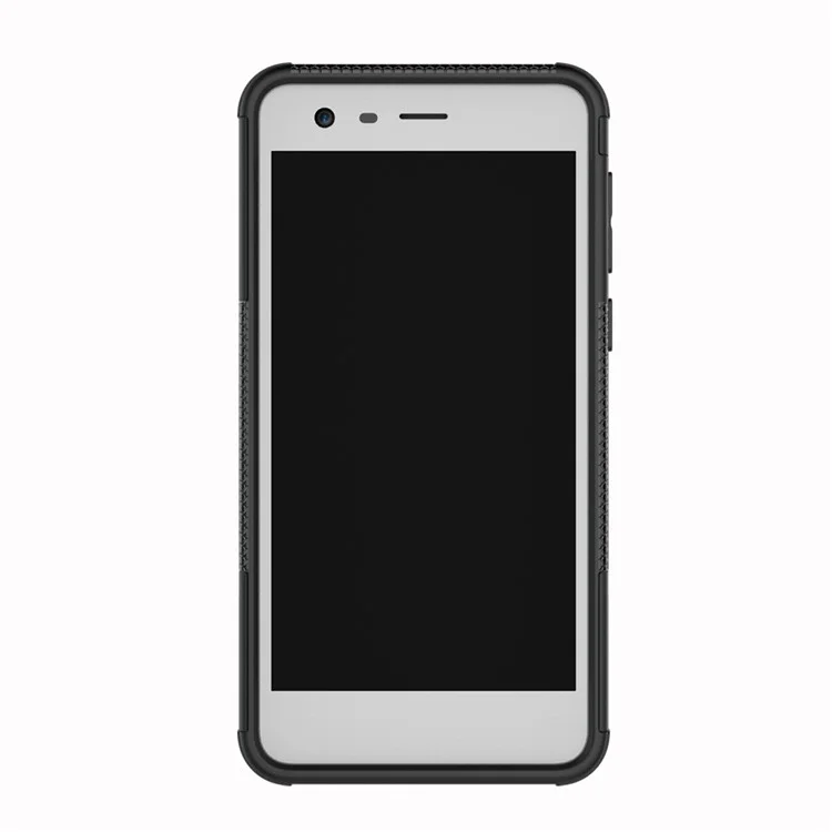 Tyre Pattern Kickstand PC + TPU Hybrid Case for Nokia 2 - Black