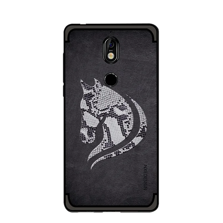 10Pcs/Set NXE Snake Textured Horse Pattern TPU Back Case for Nokia 7 - Black