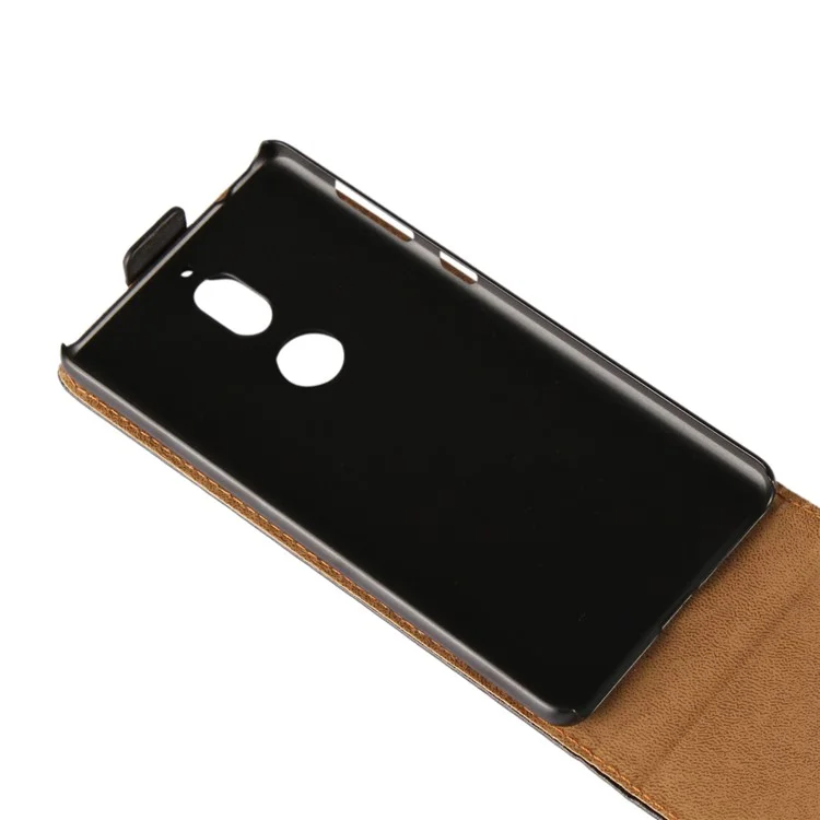 Vertical Split Genuine Leather Mobile Phone Case for Nokia 7 - Black