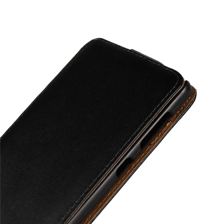 Vertical Split Genuine Leather Mobile Phone Case for Nokia 7 - Black