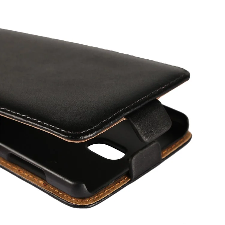 Vertical Split Genuine Leather Mobile Phone Case for Nokia 7 - Black