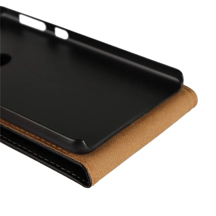 Vertical Split Genuine Leather Mobile Phone Case for Nokia 7 - Black