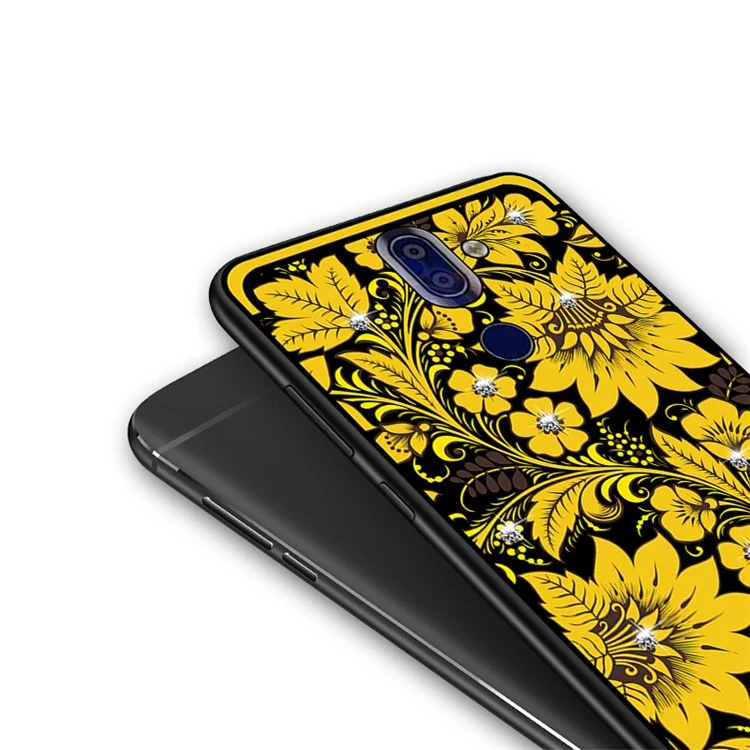10Pcs/Set NXE Diamonds Decor Autumn Pattern TPU Back Case for Nokia 9 / 8 Sirocco - Style A