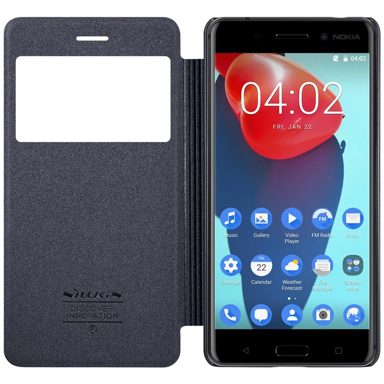 NILLKIN Sparkle Series View Window Leather Folio Case for Nokia 6 - Black
