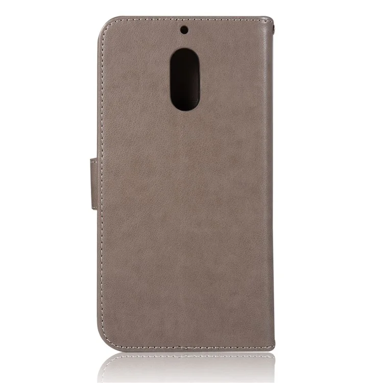 For Nokia 6 Imprint Owl Dream Catcher Pattern Wallet Leather Stand Phone Cover - Grey