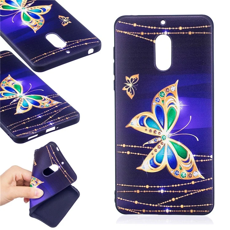 Soft Embossed Pattern Printing TPU Protective Case for Nokia 6 - Shiny Butterfly