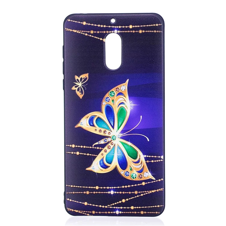 Soft Embossed Pattern Printing TPU Protective Case for Nokia 6 - Shiny Butterfly