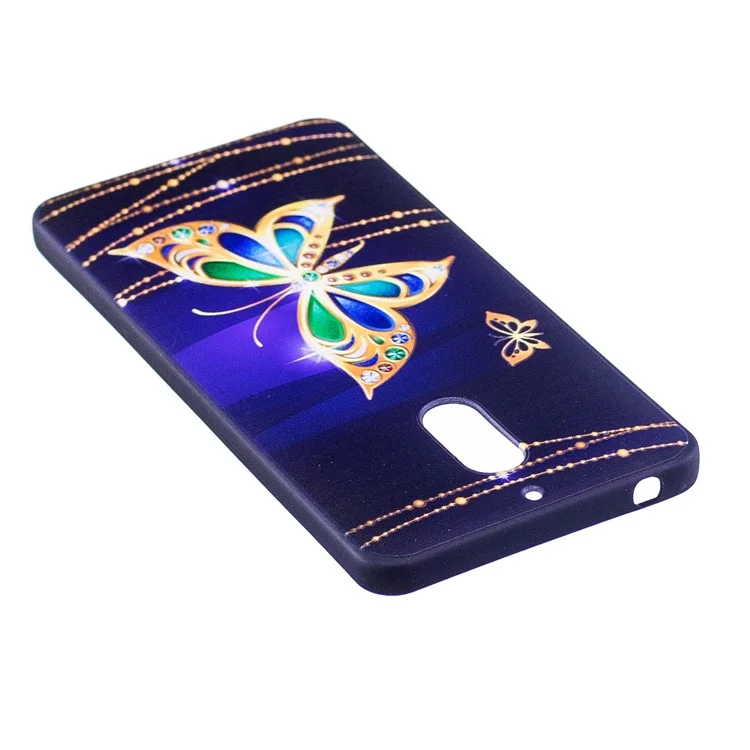 Soft Embossed Pattern Printing TPU Protective Case for Nokia 6 - Shiny Butterfly