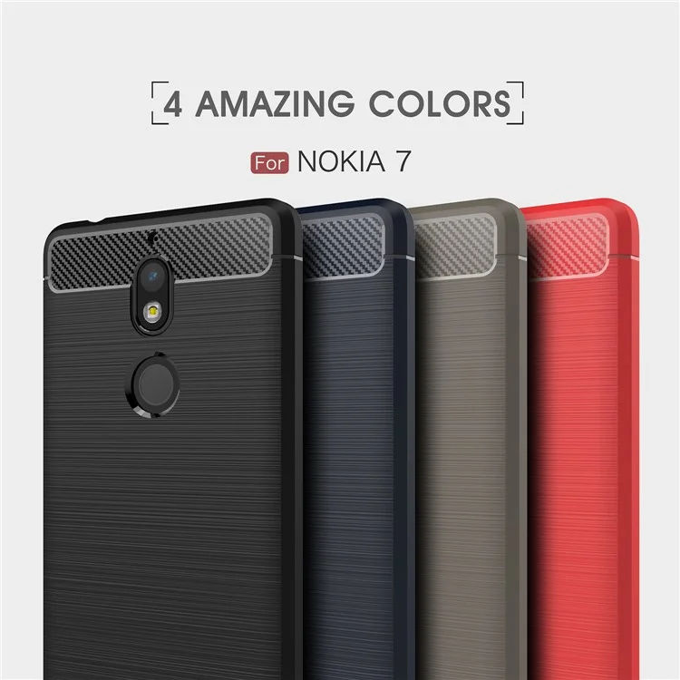 Carbon Fibre Brushed TPU Case for Nokia 7 - Black