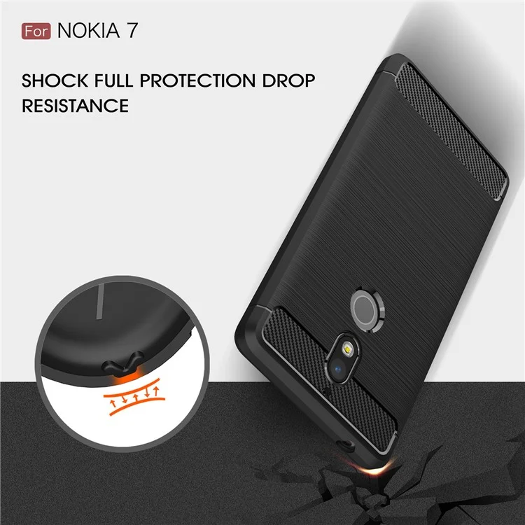 Carbon Fibre Brushed TPU Case for Nokia 7 - Black