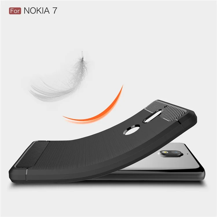Carbon Fibre Brushed TPU Case for Nokia 7 - Black
