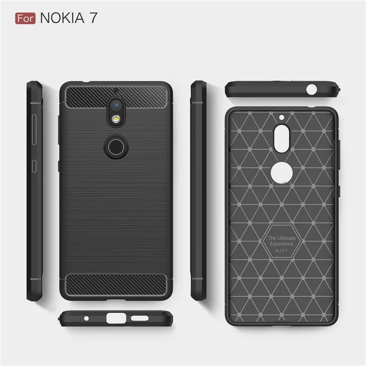 Carbon Fibre Brushed TPU Case for Nokia 7 - Black