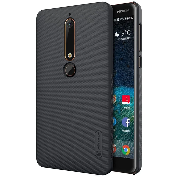 NILLKIN Super Frosted Shield PC Hard Case + Screen Film for Nokia 6.1 (5.5-inch) - Black
