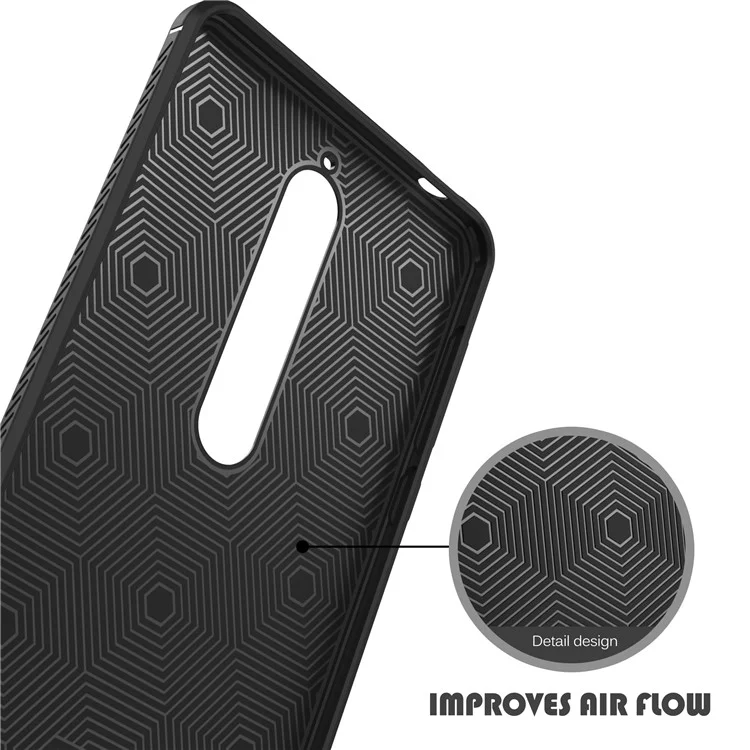 IVSO Gentry Series Litchi Texture Leather Coated TPU Case for Nokia 6.1 (5.5-inch) - Black