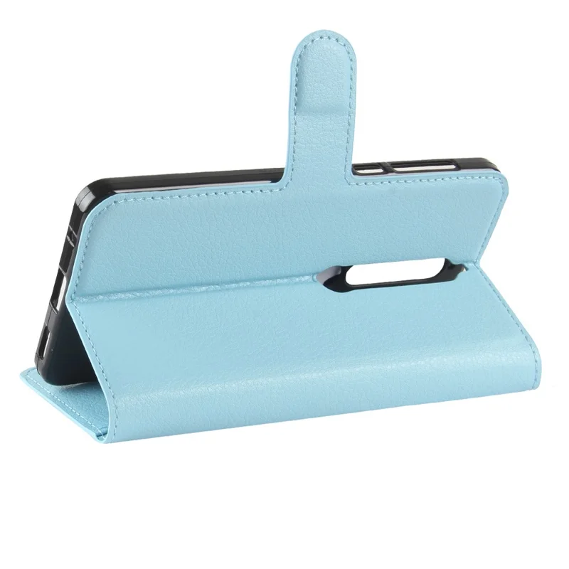 Litchi-struktur af PU-læder med wallet og stand til mobilen til Nokia 6.1 (5,5 tommer) - Blå