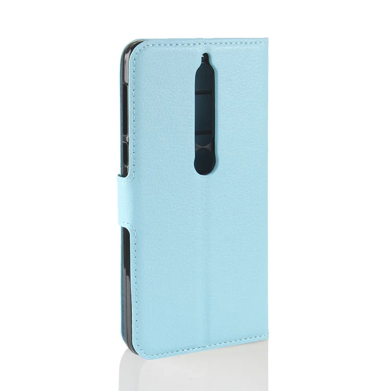 Litchi-struktur af PU-læder med wallet og stand til mobilen til Nokia 6.1 (5,5 tommer) - Blå