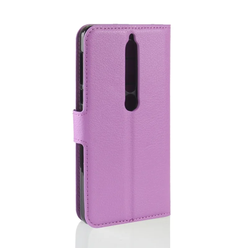 Litchi Texture PU Leather Wallet Stand Mobile Phone Shell for Nokia 6.1 (5.5-inch) - Purple