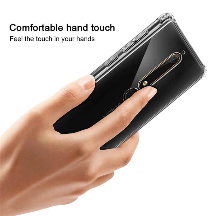 IMAK Anti-drop TPU Back Case + Screen Protector for Nokia 6.1 (5.5-inch) - Transparent