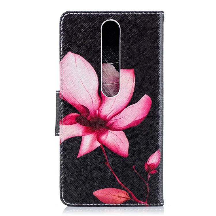 Pour Nokia 6.1 (5,5 Pouces) Couverture de Téléphone Mobile en Cuir PU à Motifs à Motifs - Motif de Fleurs