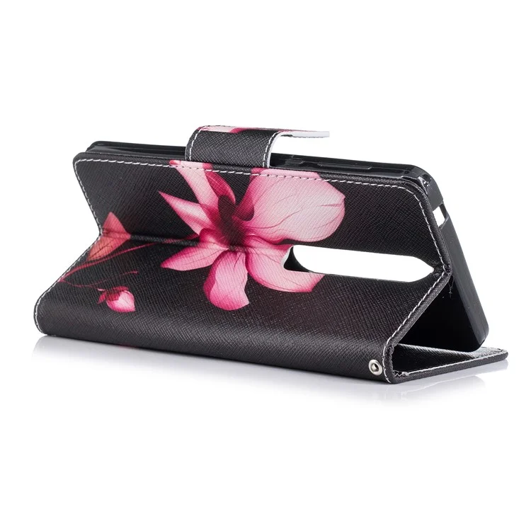 Para Nokia 6,1 (5,5 Polegadas) PU PU Stand Stand Cela Celo Cela Tape - Padrão Floral