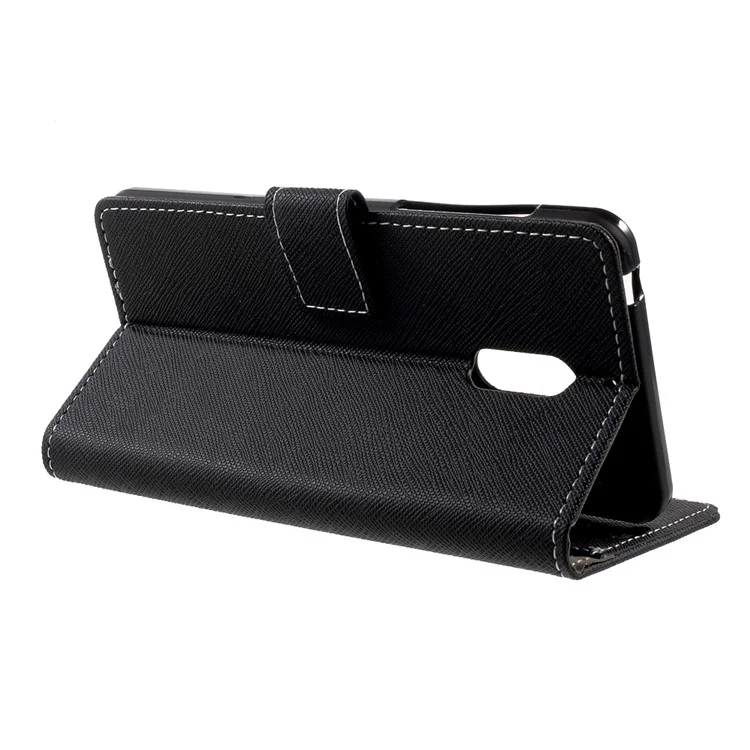 Cross Texture Flip Stand Leather Wallet Phone Case for Nokia 6 - Black