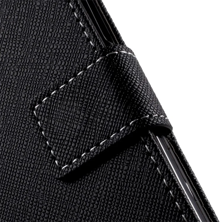 Cross Texture Flip Stand Leather Wallet Phone Case for Nokia 6 - Black