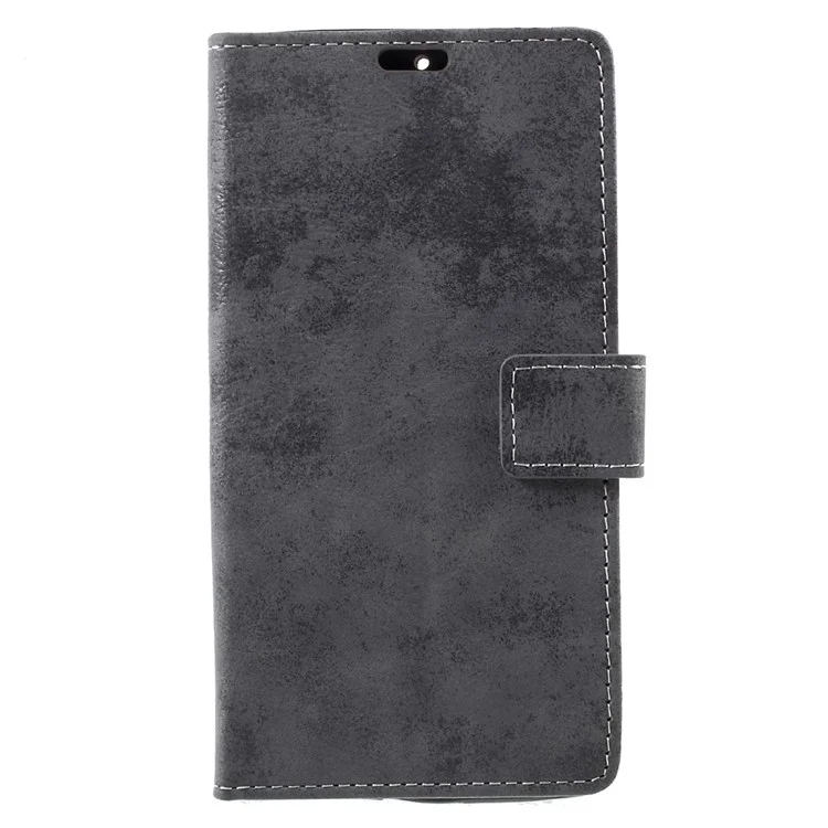 Retro Style Leather Wallet Mobile Phone Cover for Nokia 6 - Grey