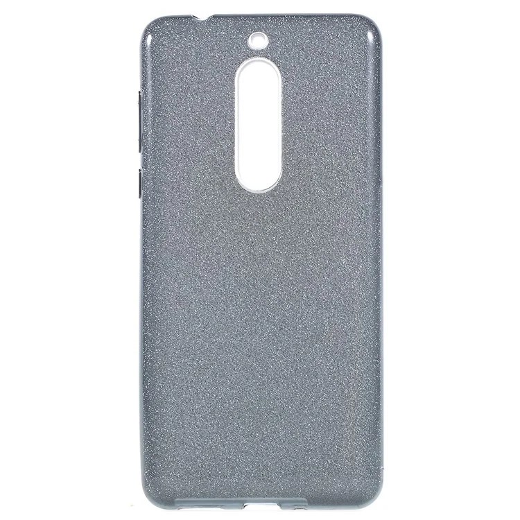 3-in-1 Glittery Powder Paper TPU + PC Hybrid Case for Nokia 5 - Black