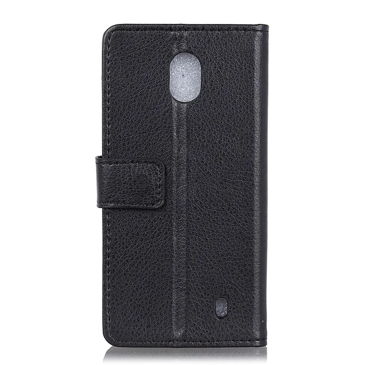 Litchi Grain Wallet Stand Leather Case for Nokia 1 - Black