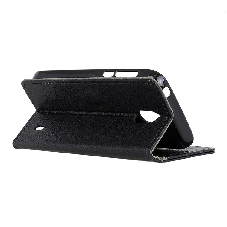 Litchi Grain Wallet Stand Leather Case for Nokia 1 - Black