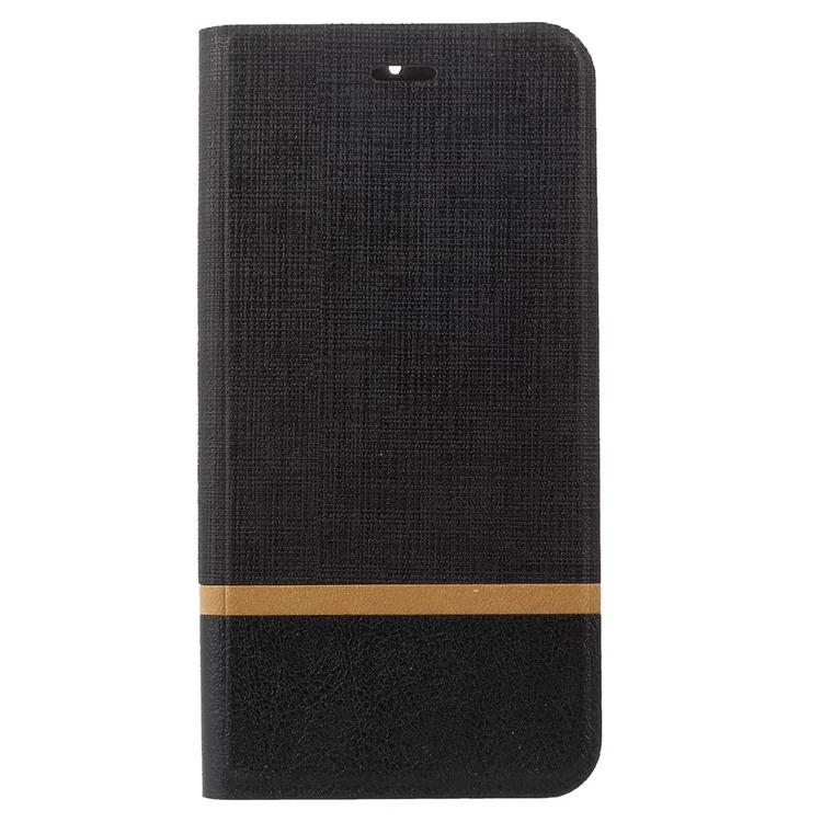 Bi-color Cross Texture Leather Stand Phone Case for Nokia 6 Built-in Steel Sheet - Black