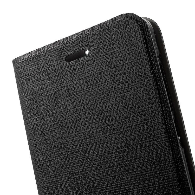 Bi-color Cross Texture Leather Stand Phone Case for Nokia 6 Built-in Steel Sheet - Black