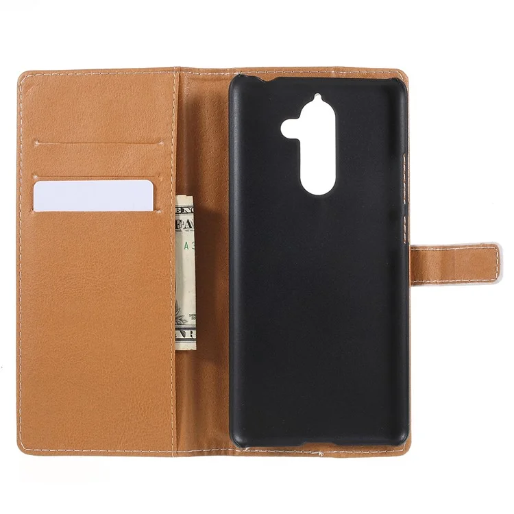 Pattern Printing Leather Wallet Stand Case for Nokia 7 plus - Wolf Howling at the Moon