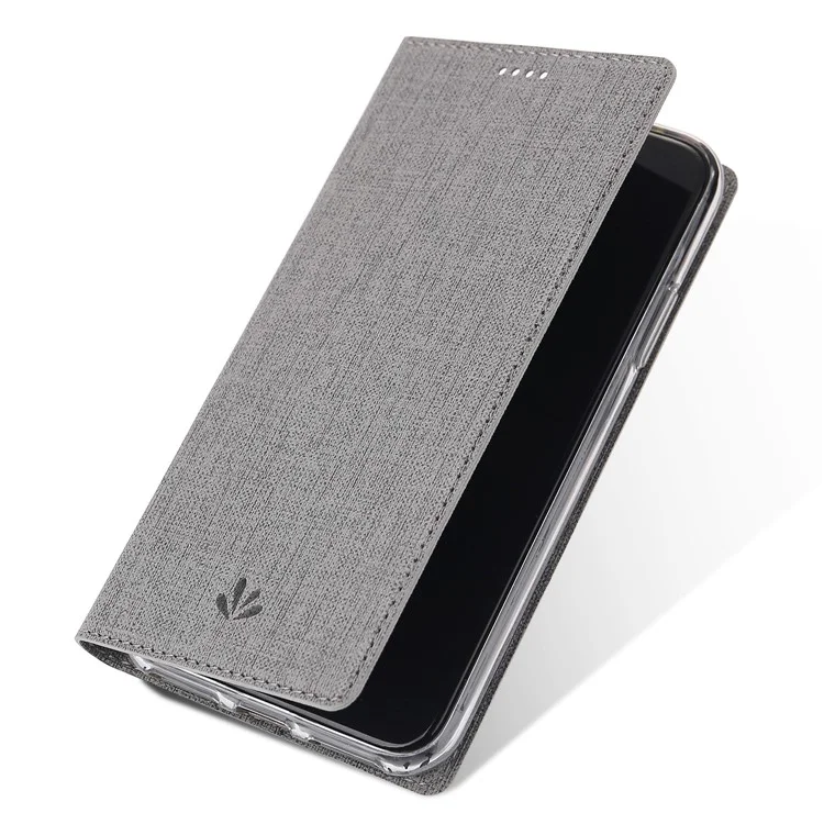 VILI DMX Cross Texture Auto-absorbed Card Slot Leather Stand Cover for Nokia 6.1 (5.5-inch) - Grey