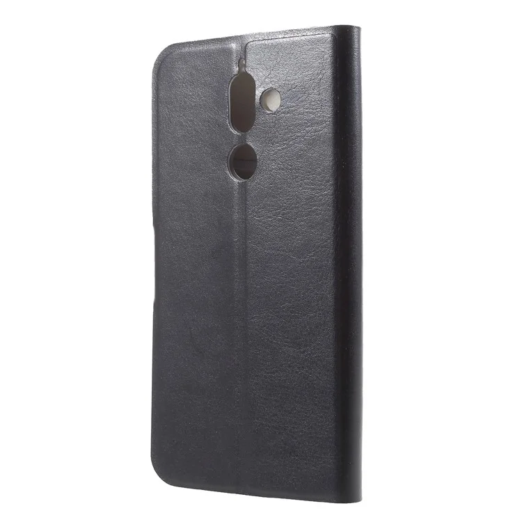 Crazy Horse Wallet Magnetic Stand Leather Case (Built-in Steel Sheet) for Nokia 7 plus - Black