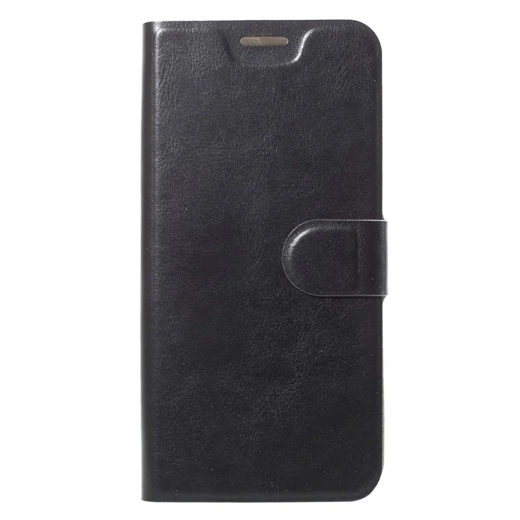 Crazy Horse Wallet Magnetic Stand Leather Case (Built-in Steel Sheet) for Nokia 7 plus - Black